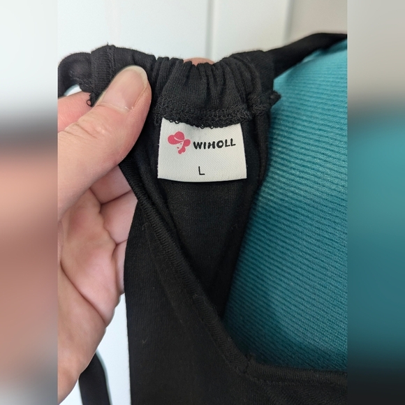 Wiholl women's halter top Large black tie back neck flattering NWOT - Picture 4 of 4